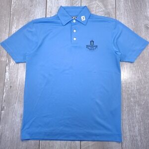 FootJoy Golf Polo Mens Medium Blue Warwickshire Athletic Fit Short Sleeve